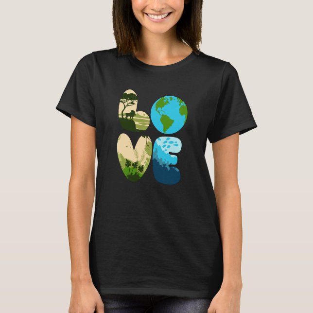 T-shirt Love World Earth Day 2023 Save Planet Environmenta (Devant)