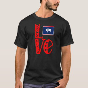 T-shirt Love Wyoming In Block Letters
