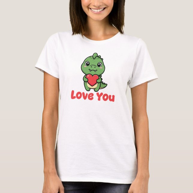 T-shirt Love You, Valentine Dinosaur (Devant)