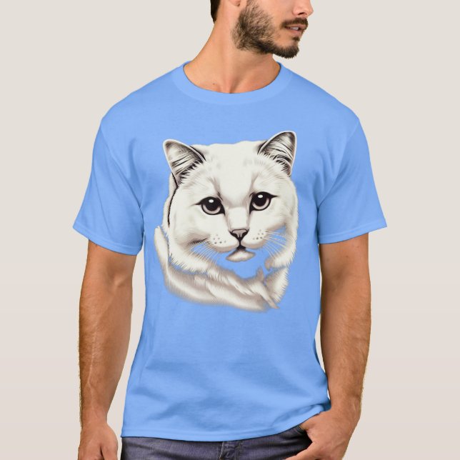 T-SHIRT LOVELY WHITE CAT (Devant)