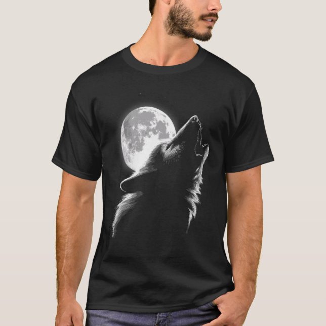 T-shirt Loves Wolves wolf moon 3 (Devant)