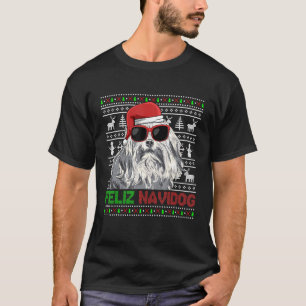 T-shirt Lowchen chien Feliz Navidog drôle de Noël