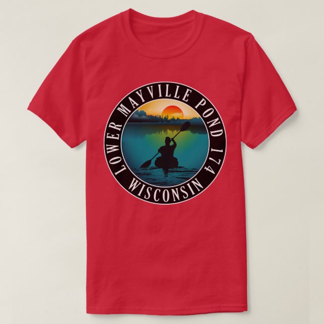 T-shirt Lower Mayville Pond 174 Wisconsin Kayaking (Design devant)