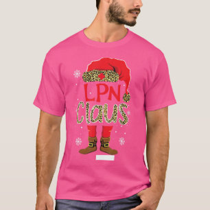 T-shirt Lpn Claus Noël Père Noël Léopard Infirmière