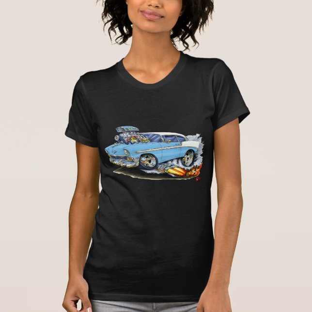 T-shirt Lt 1956 de Chevy 150-210 Blue Car (Devant)