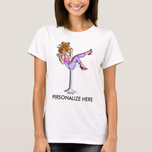 T-shirt Lt Tees - fille dans un verre de Martini, rouge