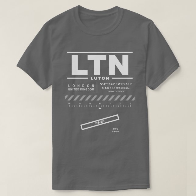 T-shirt LTN de l'aéroport de Londres Luton (Design devant)