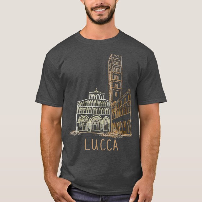 T-shirt Lucca Italy Unique Hand Drawn Art Gift Men Women (Devant)