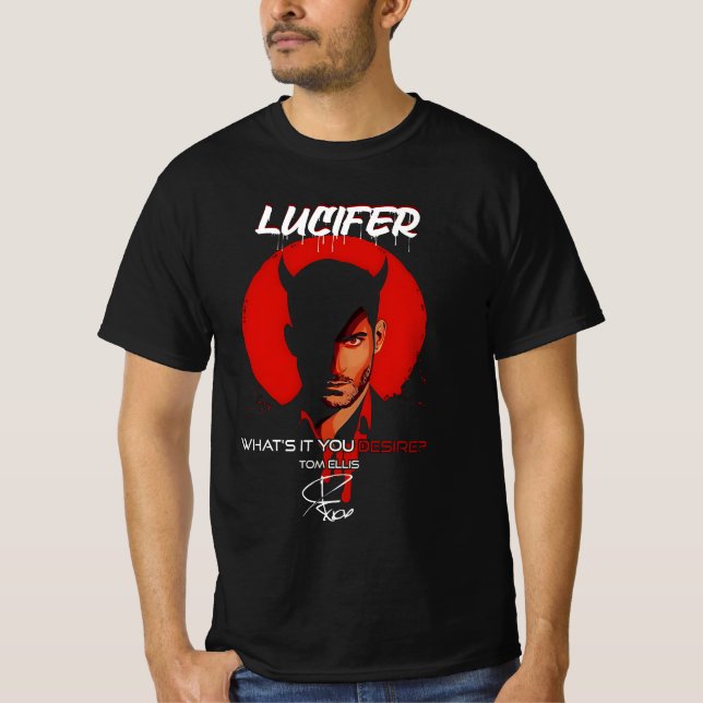 T-shirt Lucifer Morningstar Que Désirez-Vous Vraiment ? (Devant)