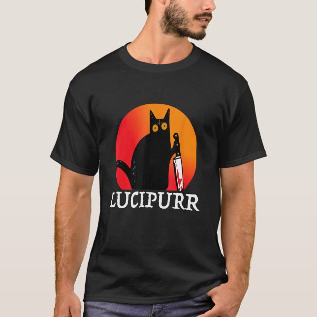T-shirt Lucifer Occult Satanic Cat Lucipurr Antichrist Bap (Devant)