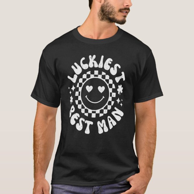 T-shirt Luckiest Best Man Groom Let Get Lucked Up Bachelor (Devant)