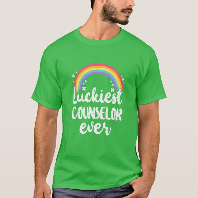 T-shirt Luckiest Counselor Ever Rainbow Happy St Patricks (Devant)