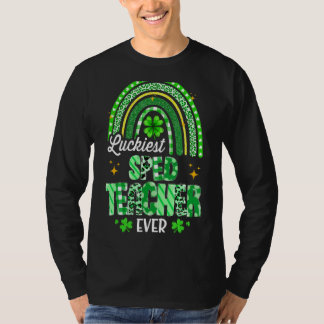 T-shirt Luckiest Enseignant de vitesse jamais Rainbow Leop
