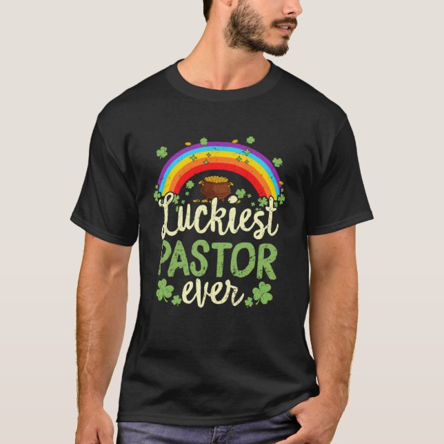T-shirt Luckiest Pastor Ever St Patricks Day Rainbow Men W (Devant)