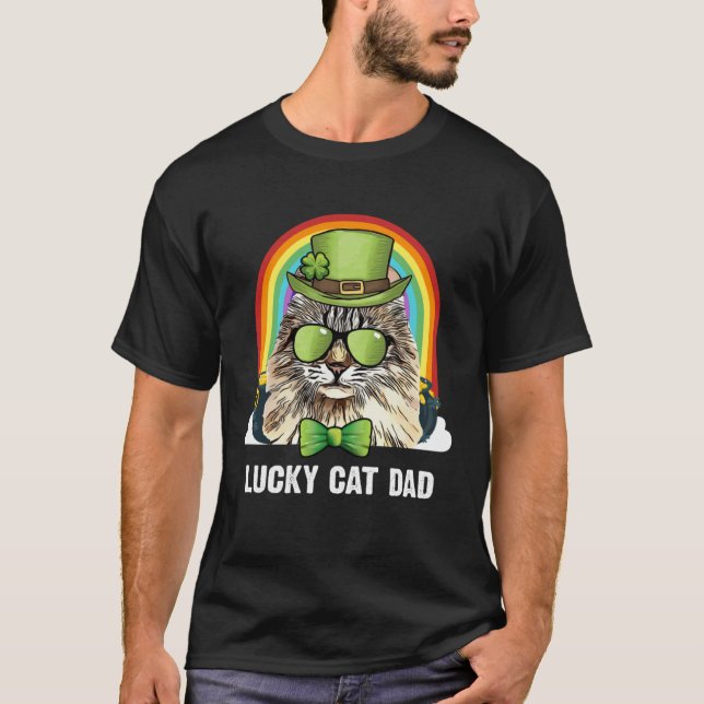 T-shirt Lucky American Curl Cat Dad St Patricks Day (Devant)