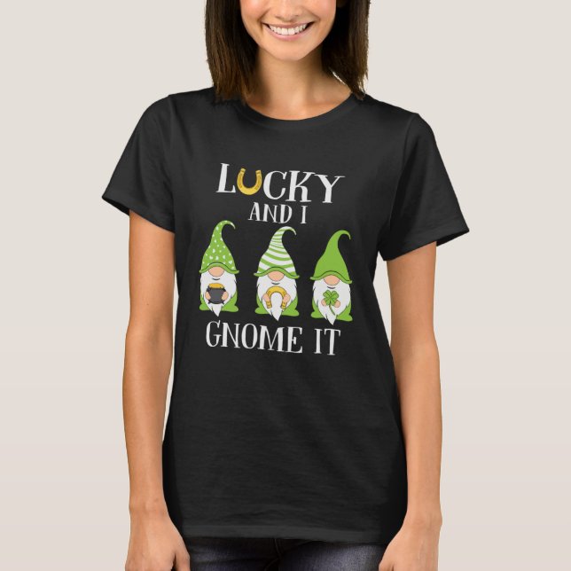 T-shirt Lucky and I Gnome It Three Lucky Gnomes St Patrick (Devant)