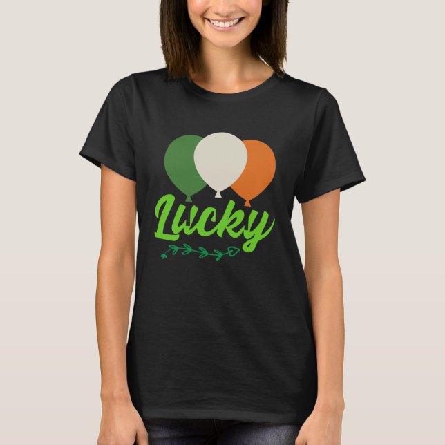 T-shirt Lucky Balloons Irish Flag C Shamrock (Devant)