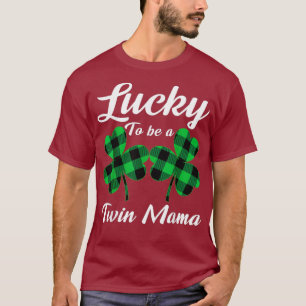 T-shirt Lucky Be A Twin Mama Irish Twin Mom drôle St