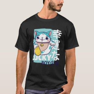 T-shirt Lucky Boy Japonais Maneki Neko Chat