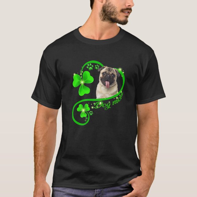 T-shirt Lucky Carlin Chien Maman Amour Shamrock St Patrick (Devant)