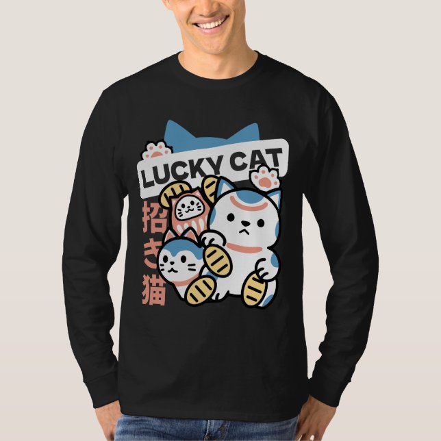 T-shirt Lucky Cat Art – Maneki Neko with Gold Coin (Devant)