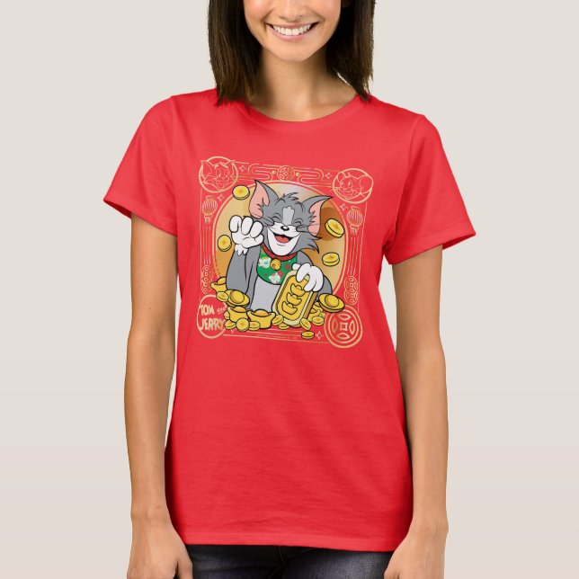 T-shirt Lucky Cat Jerry Avec Sycees Or (Devant)