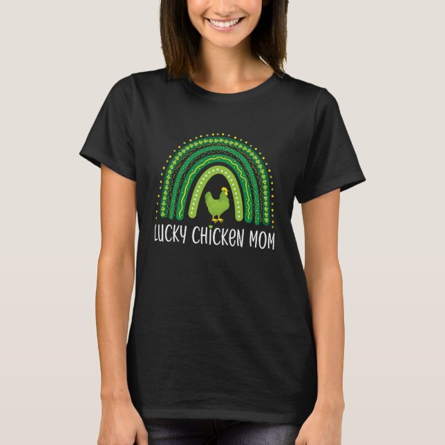 T-shirt Lucky Chicken Mom Rainbow Happy St Patrick's Day L (Devant)