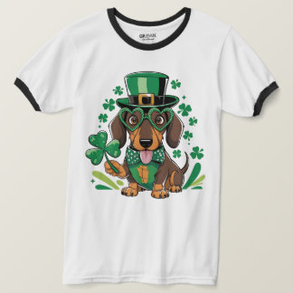 T-shirt Lucky Dachshund St Patrick's Day Shamrock Chien Lo