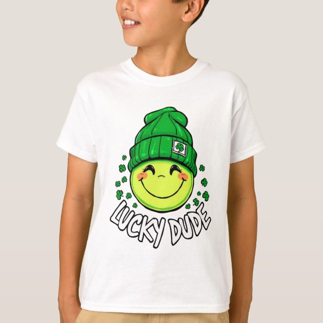 T-shirt Lucky Dude Smile Face Saint Patrick's Day (Devant)