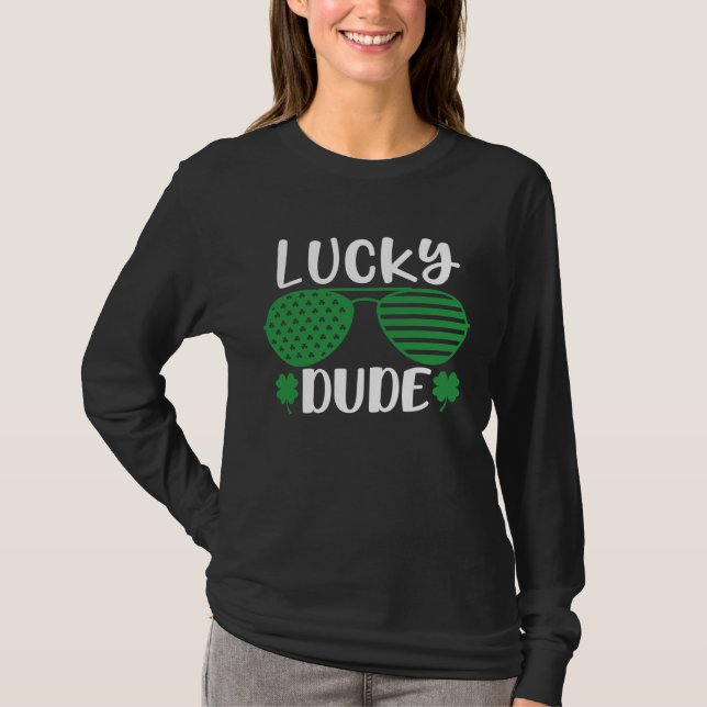 T-shirt Lucky Dude St Patrick s Day Sunglasses With Shamro (Devant)