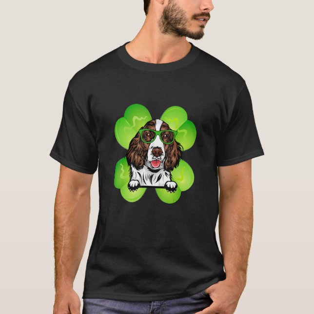 T-shirt Lucky English Springer Spaniel Funny St Patricks D (Devant)