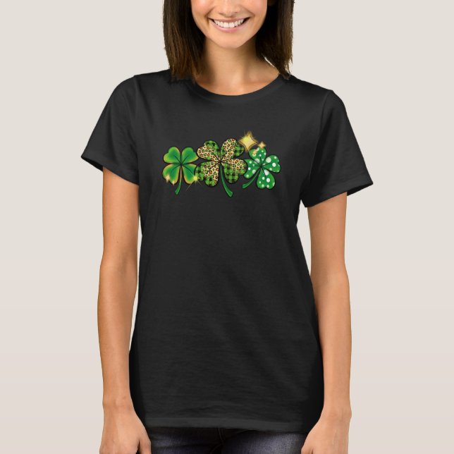 T-shirt Lucky Green Irish Plaid Shamrock St Patrick's Day (Devant)