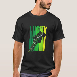 T-shirt Lucky Irish Shamrock Guitare Pour Guitariste St Pa