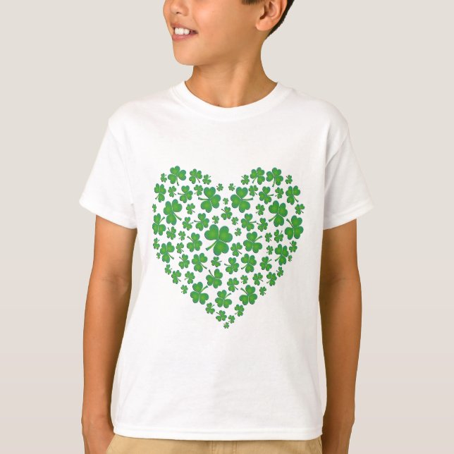 T-shirt Lucky Irish Shamrock Heart (Devant)
