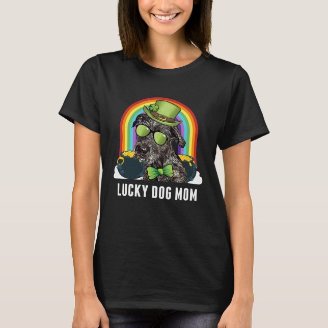 T-shirt Lucky Irish Wolfhound Dog Mom St Patricks Day (Devant)