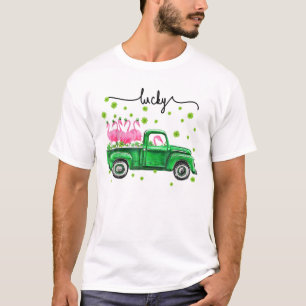 T-shirt Lucky Leprechaun Flamants roses Conduite Camion St