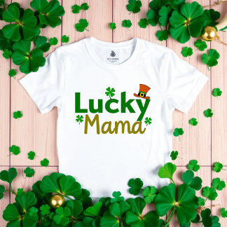 T-shirt Lucky Mama St. Patrick's Day Mignonne Maman Shamro