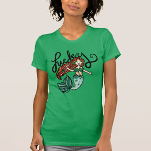 T-shirt Lucky Mermaid Shamrock Redhead Irish Mermaids