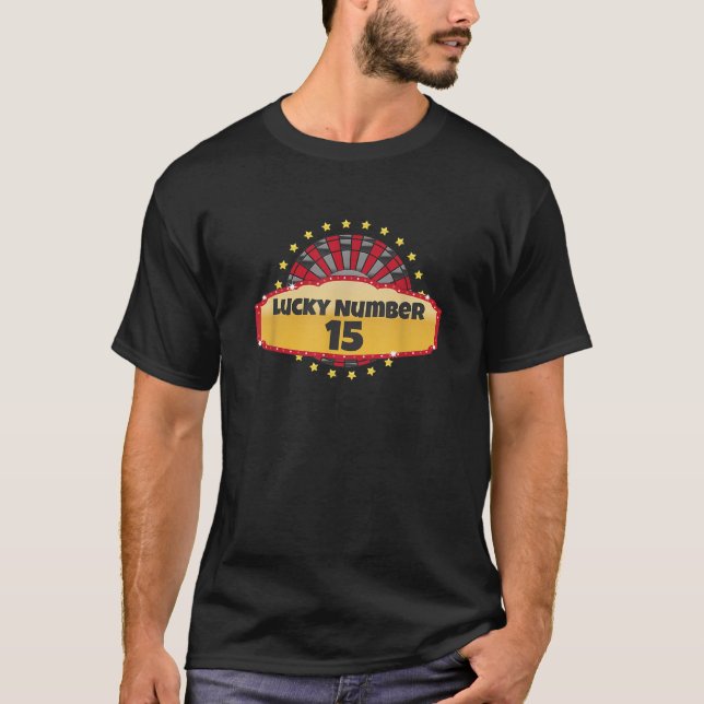T-shirt Lucky Numéro 15 Roulette Roulette Jeu de Roue Casi (Devant)