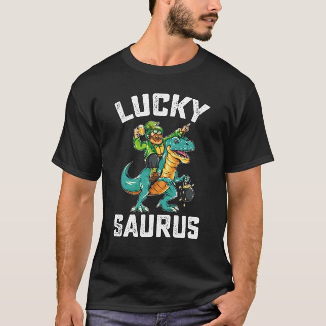 T-shirt Lucky Saurus Dinosaur T Rex St Patrick's Day (Devant)
