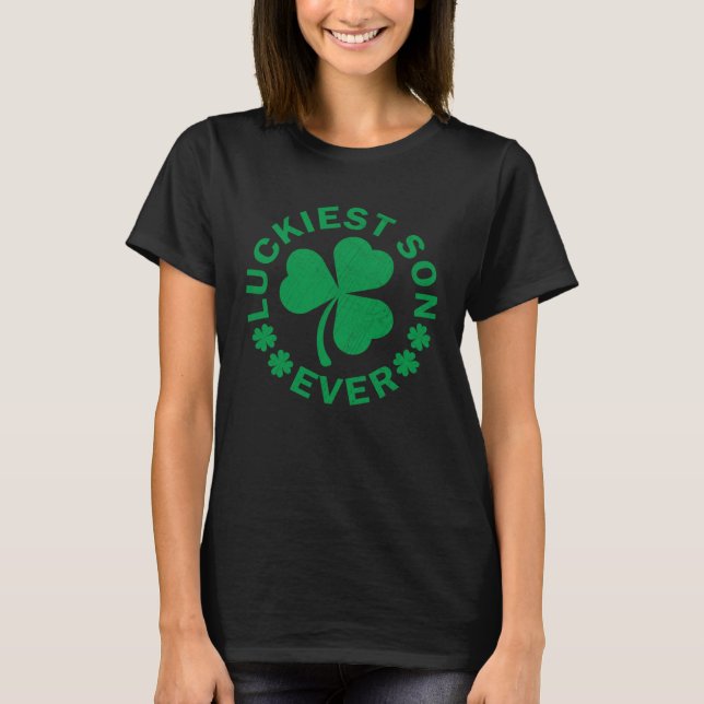 T-shirt Lucky Shamrock St Patrick s Day Luckiest Son Ever (Devant)