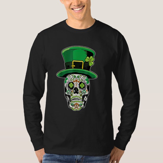 T-shirt Lucky St. Patrick's day Green Irish Shamrock Skull (Devant)