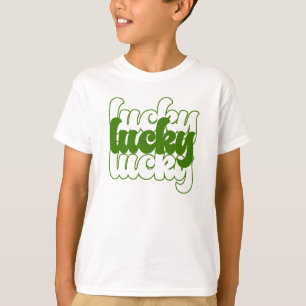 T-shirt Lucky St Patrick's Day Green Retro 70's Boy's Kids