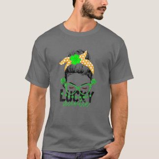 T-shirt Lucky Tante Messy Bun Irish Tante St patrick Da