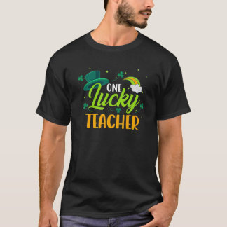 T-shirt Lucky Teacher Green Four Leaf Clover Patrick's Day