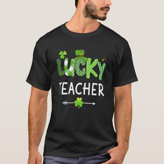 T-shirt Lucky teacher with shamrock for St Patricks day sc (Devant)