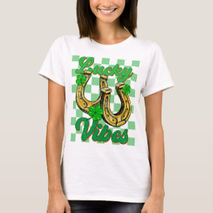 T-shirt Lucky Vibes Irish Shamrock Horseshoe Happy St Part