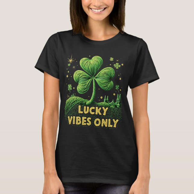 T-shirt Lucky Vibes Seulement Yarn Clover St. Patrick's Da (Devant)