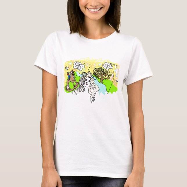 T-shirt Lucy dans le ciel avec des diamants (Devant)