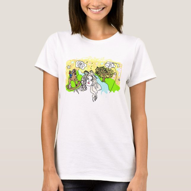T-shirt Lucy dans le ciel avec des yeux de diamants (Devant)